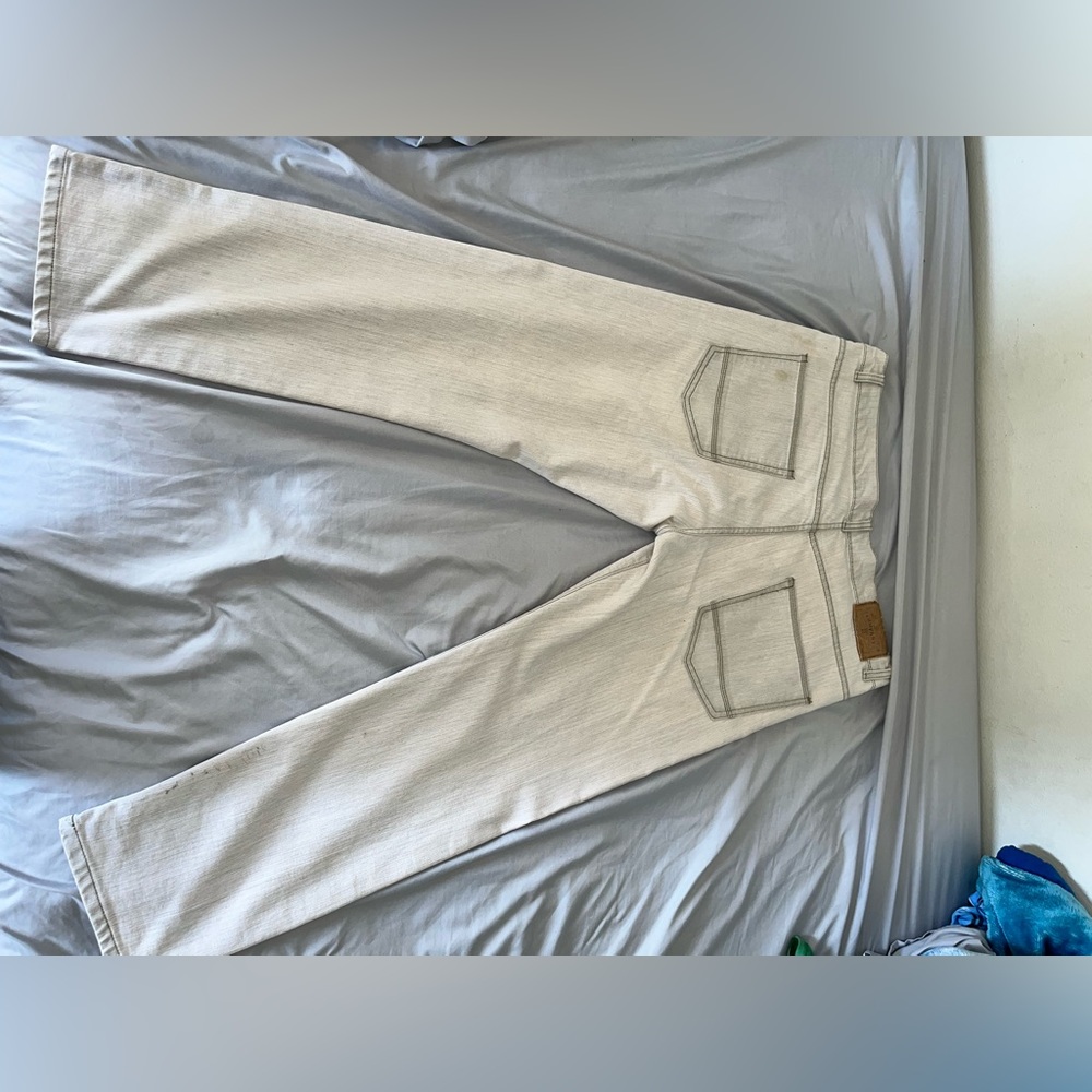 Cream Colored Straight Fit Jeans